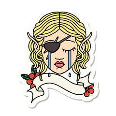 crying elf rogue character face sticker