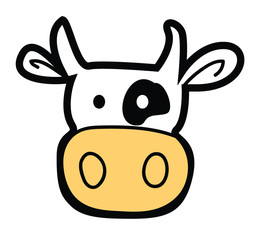 cow milk symbol head isolated on white background cartoon kids animal life