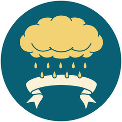 icon with banner of a cloud raining
