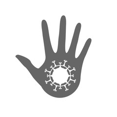 Inscription COVID 19. infographic coronavirus. Pathogen respiratory influenza covid virus cells.
