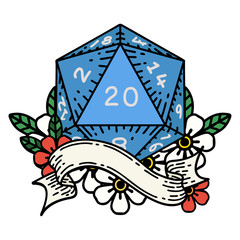 natural twenty D20 dice roll illustration