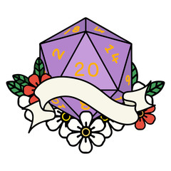 natural twenty D20 dice roll illustration