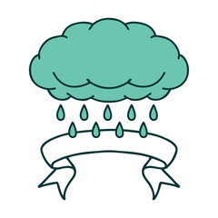 tattoo with banner of a cloud raining