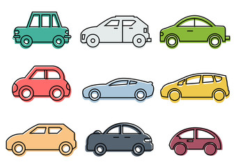 flat icons set,transportation,Car side view,vector illustrations