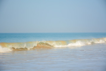 Hikkaduwa, Sri Lanka - March 11, 2019: Ocean view from Hikkaduwa Beach in the morning