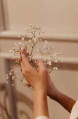  white flowers in women's hands