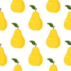 Obraz premium Fresh yellow pear seamless pattern. Bright summer background.