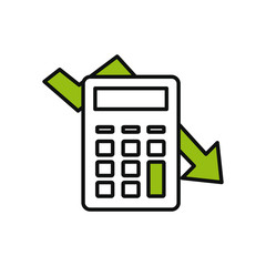 calculator and financial arrows icon, half color half line style
