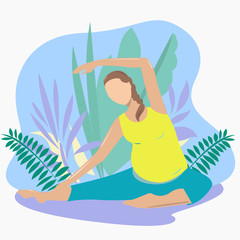 Obraz na płótnie Canvas Pregnant woman doing yoga stylized image of a person