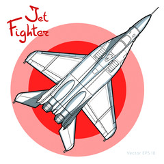 Fototapeta Modern Russian jet fighter aircraft. Vector draw obraz