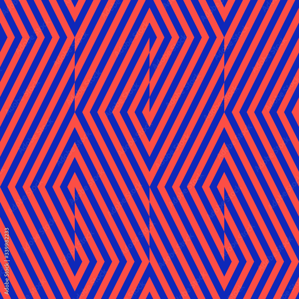 Wall mural vector geometric lines seamless pattern. modern bright neon texture with diagonal stripes, broken li