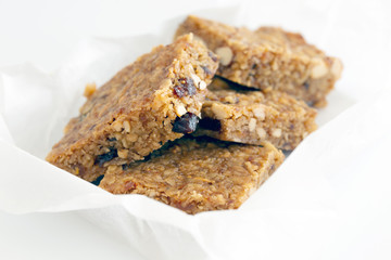 Oatmeal bars flap jack fruit nuts seeds healthy snacks