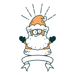 banner with tattoo style santa claus christmas character