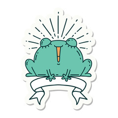 sticker of tattoo style happy frog