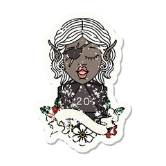 elf rogue character with natural twenty dice roll illustration