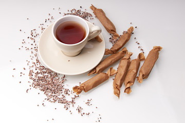 cup of tea on glass