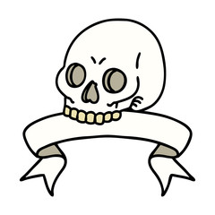 tattoo with banner of a skull