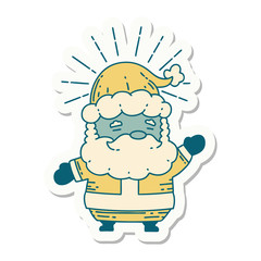 sticker of tattoo style santa claus christmas character