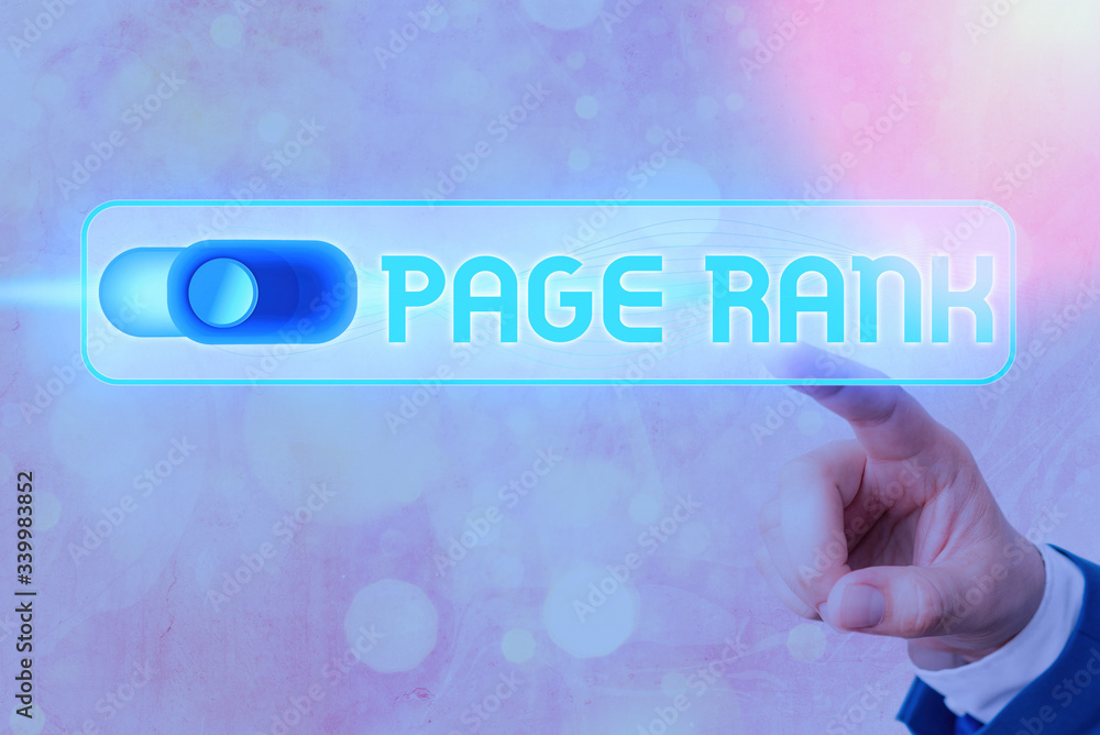 Poster conceptual hand writing showing page rank. concept meaning a value assigned to a web page as a measu