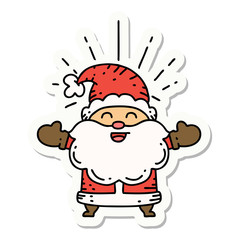 sticker of tattoo style happy santa claus christmas character