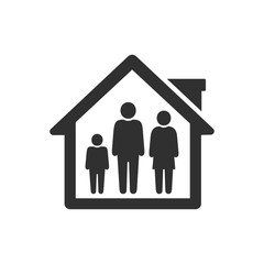 People quarantine icon. Stay in home with family vector illustration