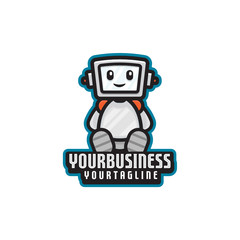 Simple minimalist robot eSport vector logo design template