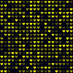 Futuristic tech pattern. Filled pattern of hearts. Yellow colored seamless background. Neat vector illustration.