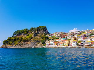 Naklejka na ściany i meble parga city greek summer tourist resort houses colors