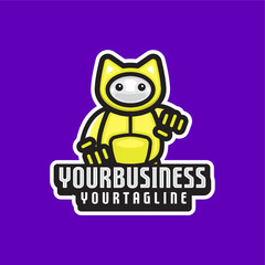 Simple minimalist robot eSport vector logo design template