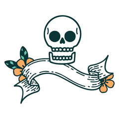 tattoo with banner of a skull