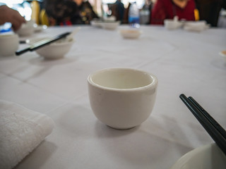 Chinese Tea Cup on the table in Chinese Restaurant at China