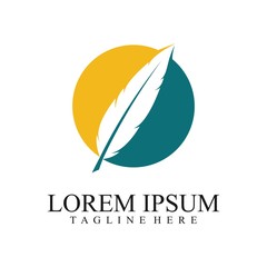 Feather Design Concept Isolated on White Background. Feather Logo Illustration.