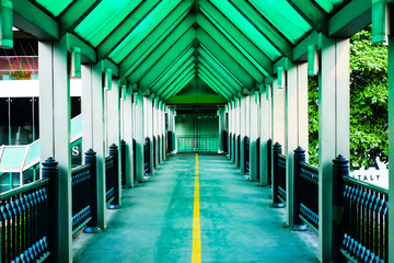 beautiful green vintage sky  with the yellow line in the city