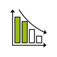 descending graphic bar chart icon, half color half line style