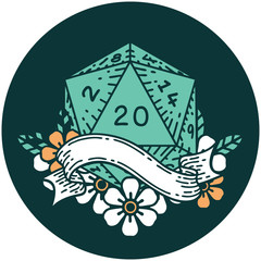 natural twenty D20 dice roll icon