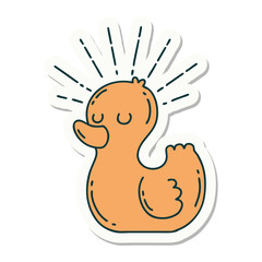 sticker of tattoo style rubber duck