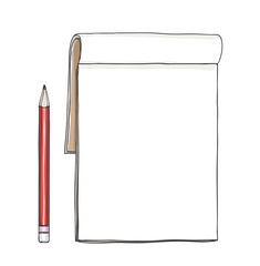 notebook and red pencil hand drawn cute vector art illustration © gmm2000