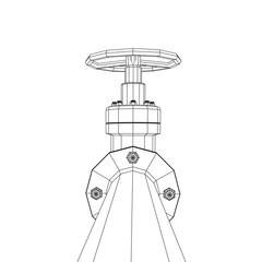 Oil pipeline with valve business concept. Finance economy polygonal petrol production. Petroleum fuel industry transportation line. Wireframe low poly mesh vector illustration.