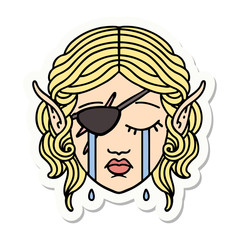 crying elf rogue character face sticker
