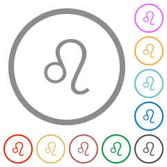Fototapeta premium Leo zodiac symbol flat icons with outlines