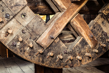 Wooden gears of a historic windmill