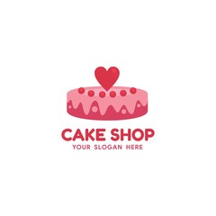 Simple Flat Pink Purple Cake Shop Logo Template