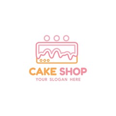 Simple Flat Pink Purple Cake Shop Logo Template