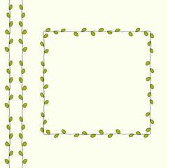 Vector floral frame with place for text squared for design of invitations, cards, scrapbook. Doodle drawing of a pattern brush, pastel tone.