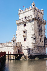 Naklejka premium Belem Tower on the Tagus River on a sunny day, Lisbon, Portugal