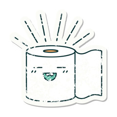 grunge sticker of tattoo style toilet paper character