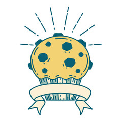banner with tattoo style chocolate muffin