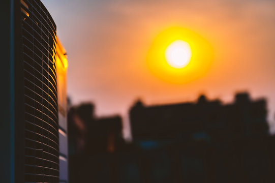 Ac vent outside the house, at the time of sun set