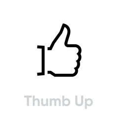 Thumb Up icon. Editable Line Vector.
