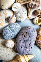 Summer card concept with sea stones